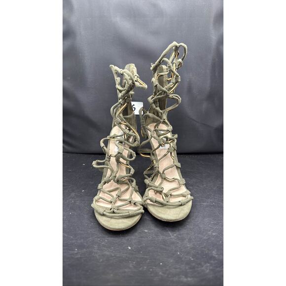 Steve Madden Women's Green Lace Up Stiletto Heel Sandals 7.5 - Picture 1 of 8
